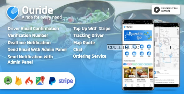 Ouride v2.0.0 – Transportation App With Customer App, Driver App, Merchant App and Admin Panel