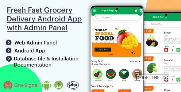 Fresh Fast Grocery Delivery Android App with Interactive Admin Panel v1.1