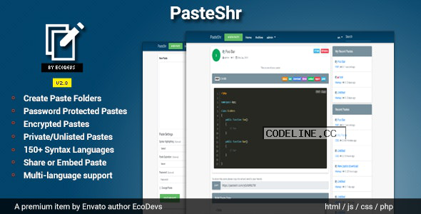 PasteShr v2.8.1 – Text Hosting & Sharing Script
