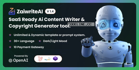 ZaiwriteAI v1.3 – Ai Content Writer & Copyright Generator tool With SAAS –