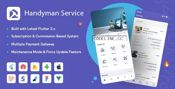 Handyman Service v30.0 – Flutter On-Demand Home Services App with Complete Solution