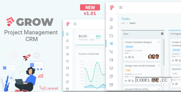 Grow v1.01 – Project Management CRM With Invoicing Estimates Leads And Tasks