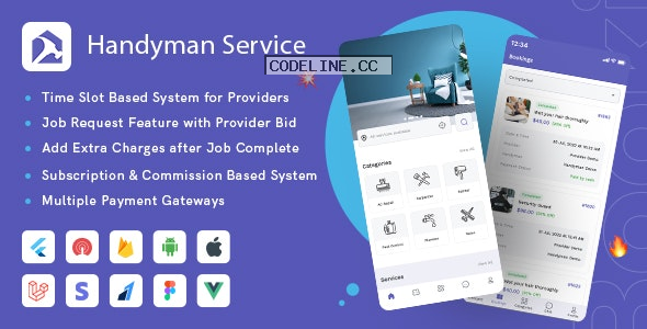 Handyman Service 7.5.3 – Flutter On-Demand Home Services App with Complete Solution
