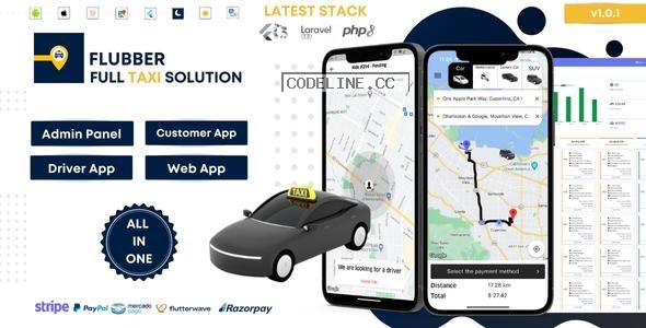 Flubber v1.0.1 – Taxi Cab Full Solution with Customer and Driver Flutter App, Web and Admin Laravel Panel