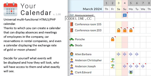 Your Calendar v1.0 – Universal multi-functional calendar. Team, rental, multipurpose calendar