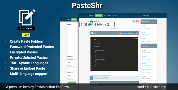 PasteShr v2.7 – Text Hosting & Sharing Script