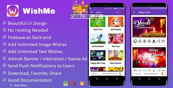 WishMe v1.5 – Festival Wishes Android App With Firebase Back-end