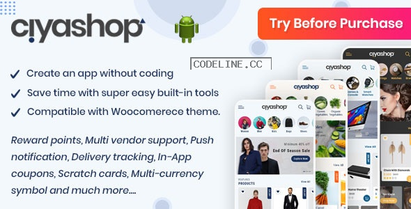 CiyaShop v5.8 – Native Android Application based on WooCommerce