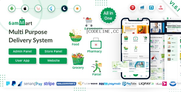 6amMart v1.6.1 – Multivendor Food, Grocery, eCommerce, Parcel, Pharmacy delivery app with Admin & Website