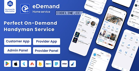 eDemand v1.4.0 – Multi Vendor On Demand Handy Services, Handyman with Flutter App & Admin panel