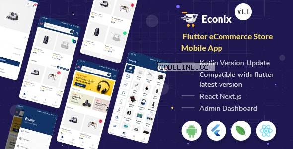 Econix v1.1 – Flutter eCommerce Store Mobile App + React Node Admin Dashboard