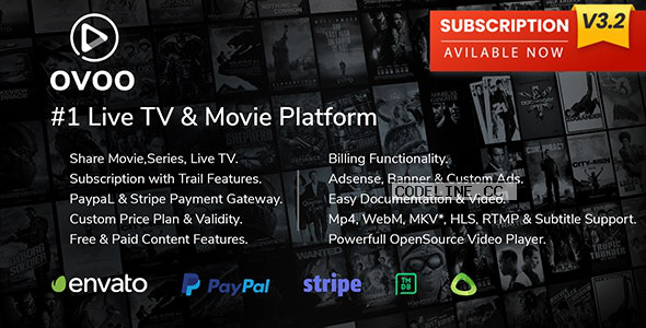 OVOO v3.2.6 – Live TV & Movie Portal CMS with Membership System