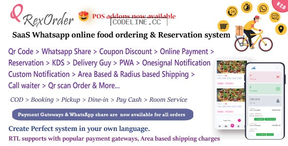 QrexOrder v2.9 – SaaS Restaurants / QR Menu / WhatsApp Online ordering / Reservation system