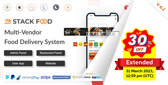 StackFood Multi Restaurant v6.2.0 – Food Delivery App with Laravel Admin and Restaurant Panel