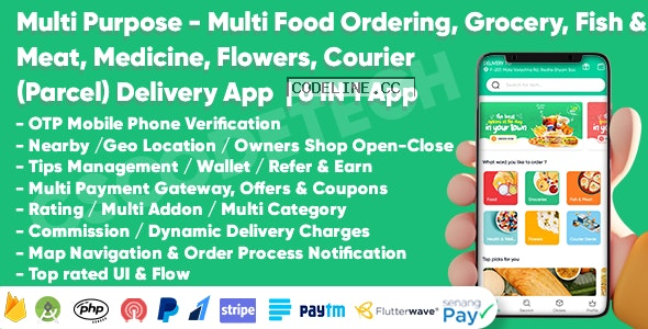 Delivery King v1.2 – Multi Purpose Food, Grocery, Fish-Meat, Pharmacy, Flower, Courier Delivery