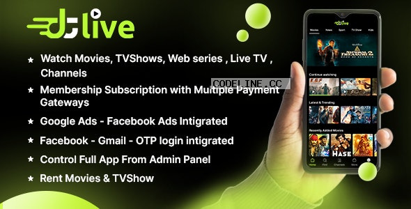 DTLive v1.0 – Movies – TV Series – Live TV – Channels – OTT – Android app | Laravel Admin Panel