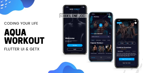 Aqua Workout (Fitness) App v1.0 – Flutter UI Kit using GetX