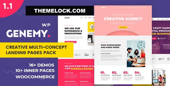 Genemy v1.6.1 – Creative Multi Concept Landing Pages Pack With Page Builder