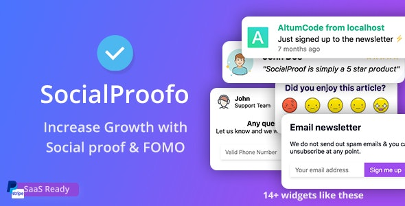 SocialProofo v1.7.7 – 14+ Social Proof & FOMO Notifications for Growth (SaaS Ready)
