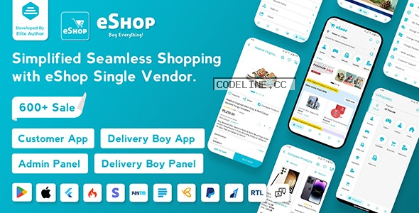 eShop v4.0.5.1 – eCommerce Single Vendor App – Shopping eCommerce App with Flutter