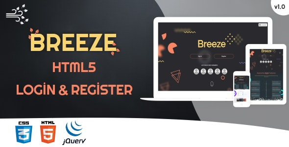 Breeze v1.0 – HTML5 Login and Register Page Template
