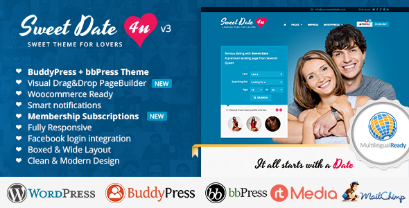 Sweet Date v3.7.2 – More than a WordPress Dating Theme