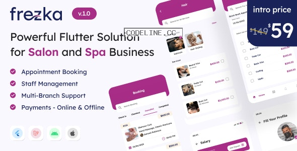 Frezka v1.0 – All-in-one Salon & Spa Business Solution in Flutter + Laravel