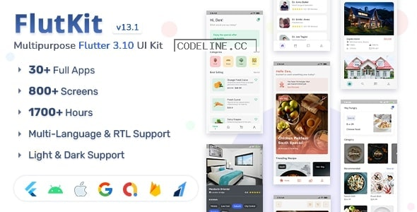 FlutKit v13.1 – Flutter UI Kit