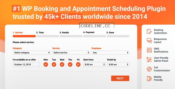 Bookly PRO v5.4 – Appointment Booking and Scheduling Software System