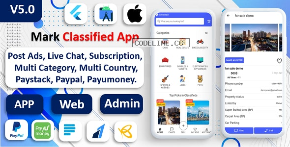 Mark Classified App v5.0 – Classified App Multi Payment Gateways Integrated