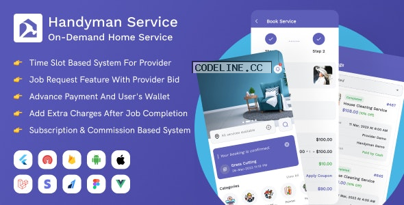 Handyman Service 8.1.0 – Flutter On-Demand Home Services App with Complete Solution