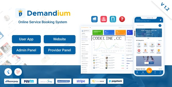 Demandium v1.2 – Multi Provider On Demand, Handyman, Home service App with admin panel