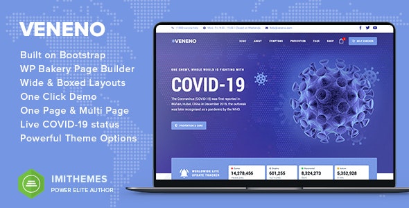 Veneno v2.0 – Coronavirus Information WordPress Theme