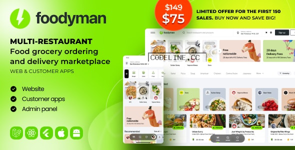 Foodyman v2023-10 – Multi-Restaurant Food and Grocery