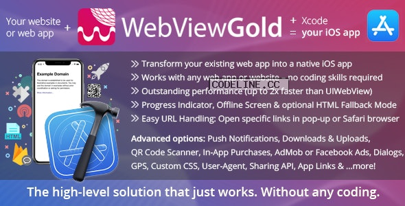 WebViewGold for iOS v12.0 – WebView URL/HTML to iOS app + Push, URL Handling, APIs & much more!