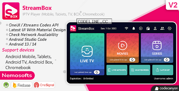StreamBox v2.3 – IPTV Player (Android Mobile, Tablets, TV, BOX, Chrome Book)