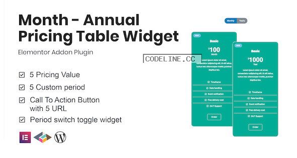 Month v1.1.0 – Annual Pricing Table Widget For Elementor