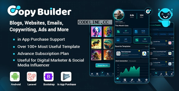 Copy Builder v2.0 – OpenAI ChatGPT AI Writing Assistant, AI Image Generator, and Content Creator as SaaS