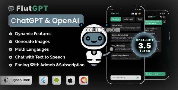 FlutGpt v2.2 – ChatGPT Flutter Full Application | Art Generator | ADMOB | Subscription Plan