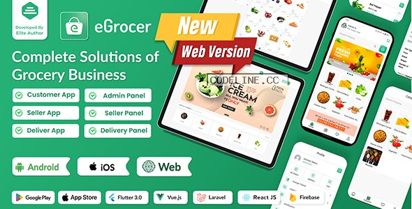 eGrocer v1.8.0 – Online Multi Vendor Grocery Store, eCommerce Marketplace Flutter Full App with Admin Panel