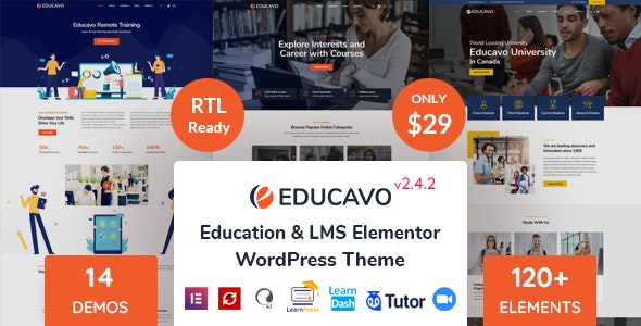 Educavo v2.9.0 – Online Courses & Education WordPress Theme