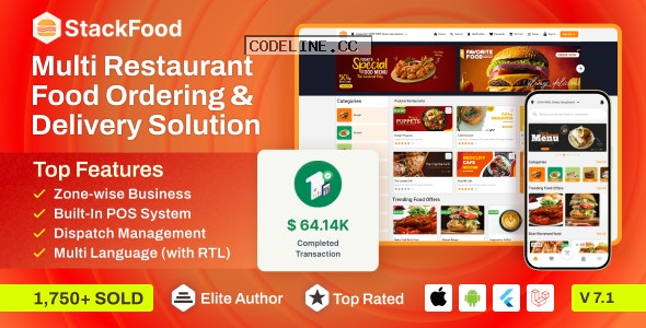 StackFood v7.1 – Multi Restaurant Food Delivery App with Laravel Admin and Restaurant Panel –