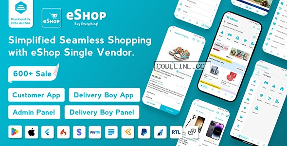 eShop v4.0.6 – eCommerce Single Vendor App – Shopping eCommerce App with Flutter –
