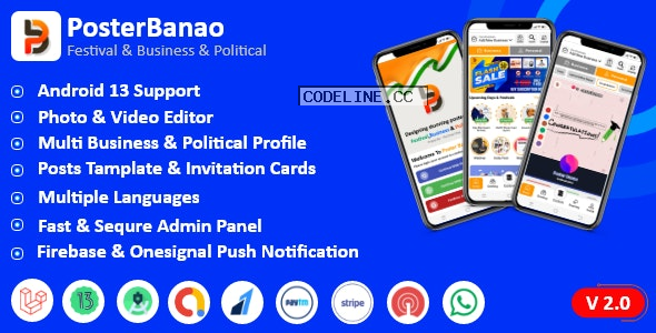Poster Banao v2.0 – Poster Maker ,Festival & Business & Political , AdBanao Clone Poster Maker App –