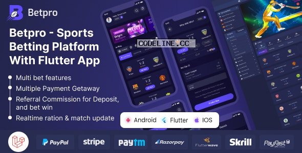 Betpro v2.2 – Sports Betting Platform PHP Laravel Admin Panel With Flutter App ios and android