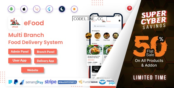 eFood v10.2 – Food Delivery App with Laravel Admin Panel + Delivery Man App –