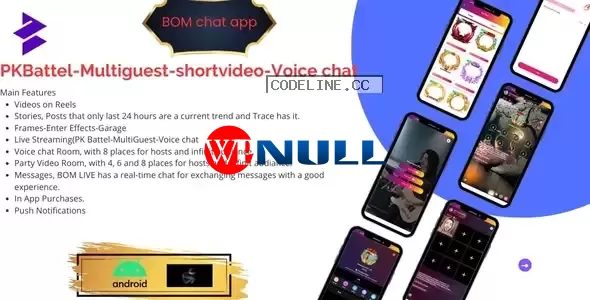 BOMChat v1.0 – Social Media ,short Video,live streaming,Pk battel with admin pane