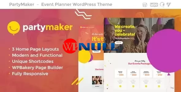 PartyMaker v1.1.5.1 – Event Planner & Wedding Agency WordPress Theme