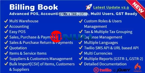 Billing Book v2.9 – Advanced POS, Inventory, Accounting, Warehouse, Multi Users, GST Ready