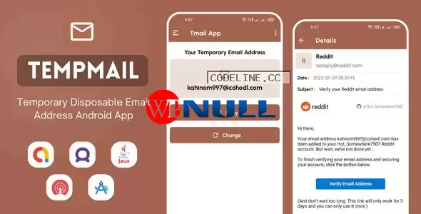 TempMail v1.0 – Temporary Disposable Email Address App with AdMob Ads